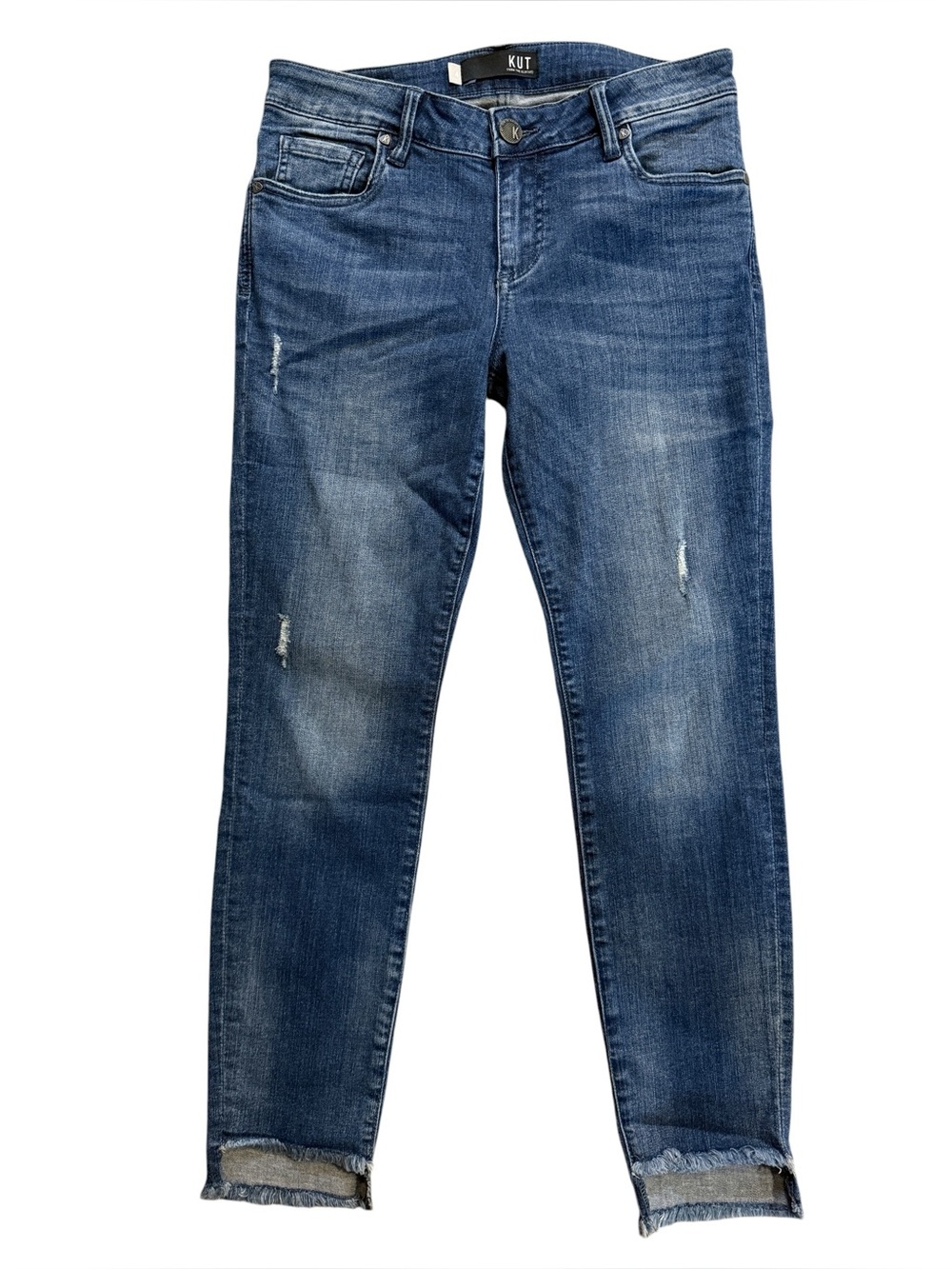 Kut from the Kloth inseam 27” size 4 Distressed Dark Blue Ankle Jeans